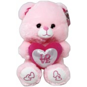 Wholesale - 12" PINK BEAR WITH HEART C/P 24